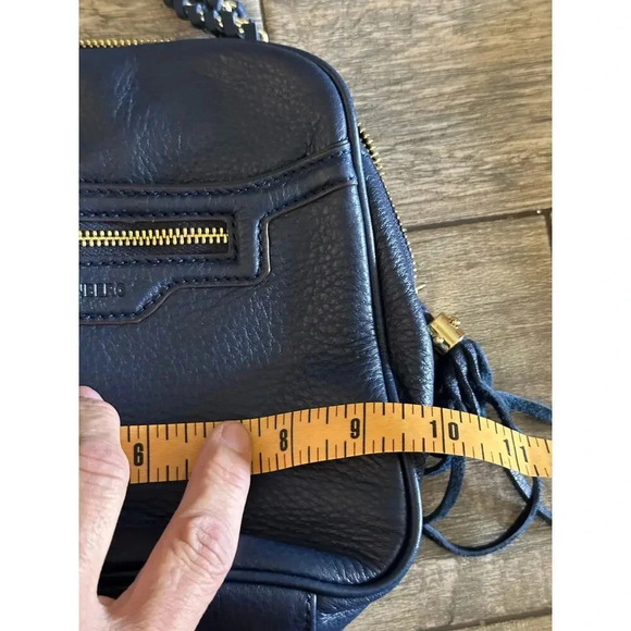 Aimee Kestenberg Blue Pebble Leather Gold Chain Straps Cali Shoulder Bag - Picture 6 of 12